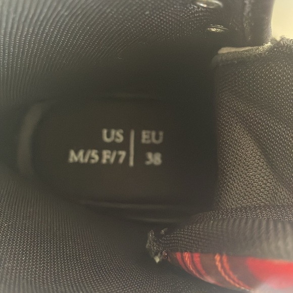 Plaid Boots Women's Men's Rain Boots Vegan Leather Lace-Up Boots, New - Picture 5 of 7